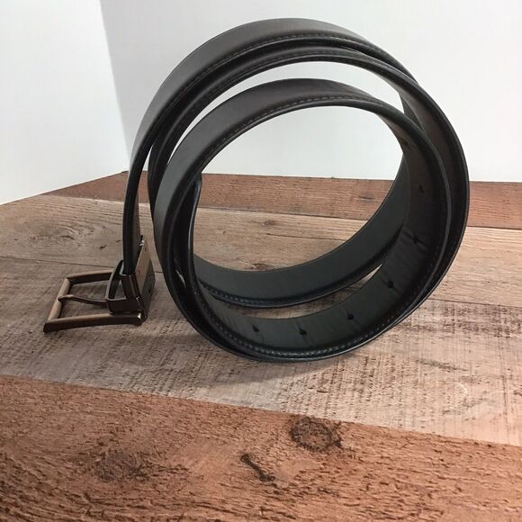 Kenneth Cole Reaction Mens XL Brown Faux Leather Adjustable Belt Polished Buckle - Picture 16 of 16